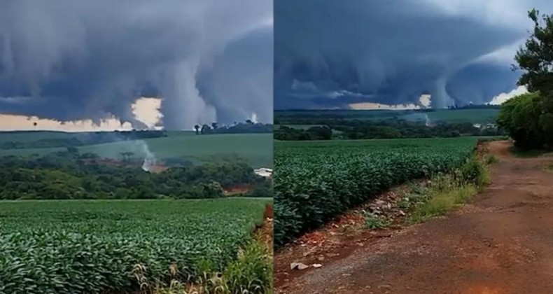 Nuvens com aparência de tornado impressionam moradores no PR; vídeos